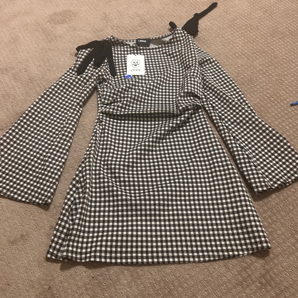 Cider Black and White Checkered Dress
